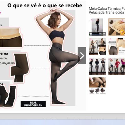 Meia-Calça Térmica Forrada Peluciada Translúcida De Lã Quente Feminina Para Inverno P/M/GG-www.mariaqueiroz.com.br