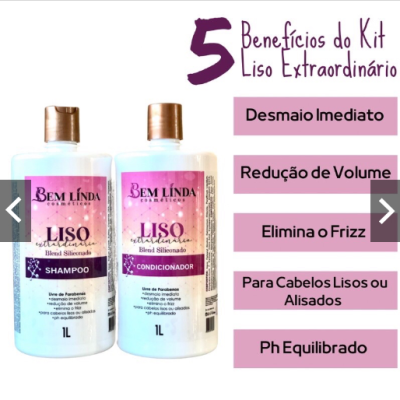Kit Liso Extraordinário Shampoo E Condicionador 1 Litro Profissional Salão De Beleza Cheiroso (4)