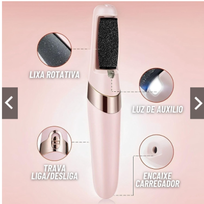 Lixador de Pé Elétrico - Esfoliador Tira Calos Pedicure Portátil Marisa Lixa Elimina Calo Portátil Usb Pilha