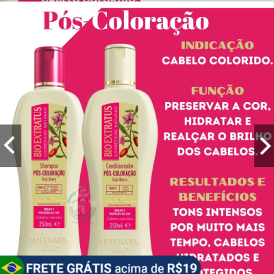 Shampoo E Condicionador Pós Coloração Bio Extratus 250ml (3)