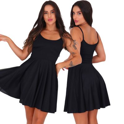 Vestido Feminino Godê Ribana Rodado Vestido Moda Feminina-site-mariaqueiroz.com.br