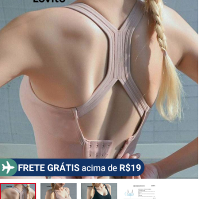 Lovito Sutiã Esportivo Costas Nus Cruzado Simples para Mulheres